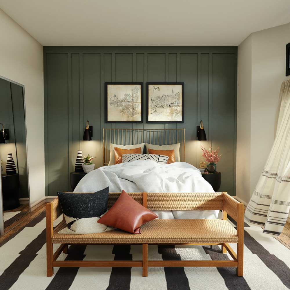 Textured wall design & wall photo frames for your contemporary bedroom design - Beautiful Homes